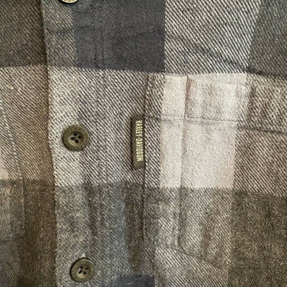 HARLEY DAVIDSON-Men's Shed Font Two Pocket Plaid Flannel - Picture 4 of 5